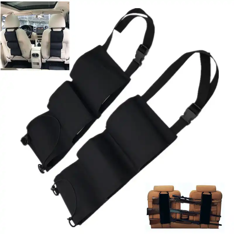 Gun Pouch Bag Back Seat Shotgun Hunting Sling Holder with Pockets for Rifle