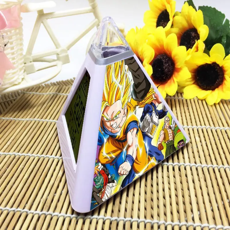 20 Dragon ball светодиодный цифровой мультфифункциональные часы/Календарь подсветка Пирамида светодиодные часы Triangulo часы детские часы с термометром - Цвет: 20