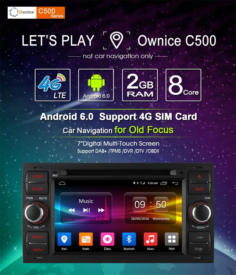 Clearance 4G SIM LTE Octa Core Android 6.0 Car DVD Player GPS Radio For Ford Focus 2 2004 2005 2006 2007 2008 Mondeo Transit C-Max Fiesta 5
