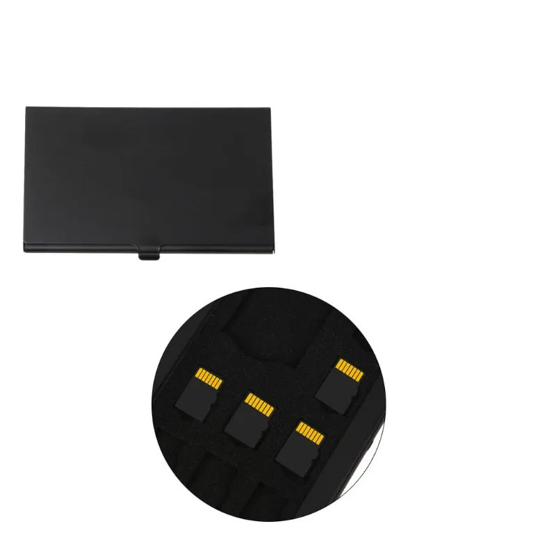 

ANENG Monolayer Aluminum Alloy 1 SD+8 TF Micro SD Card Holder Protector Storage Box Case Black