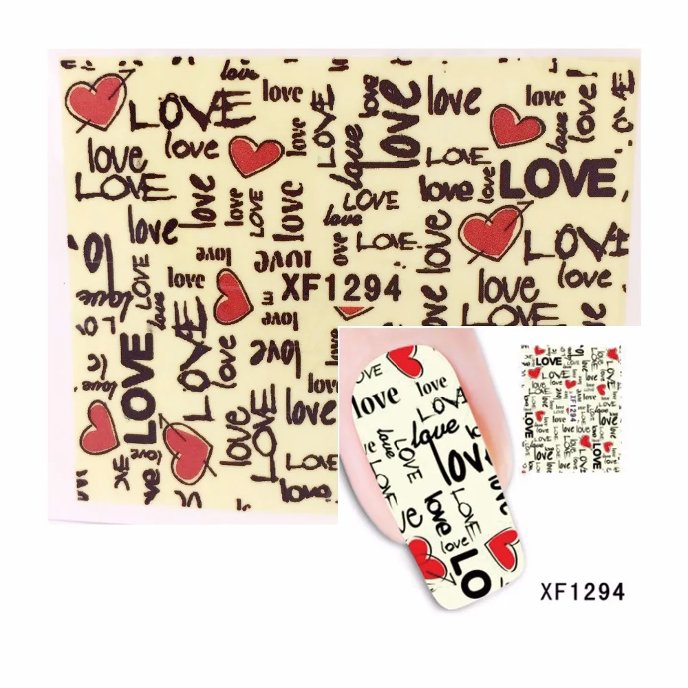 

YZWLE 1 Sheet Stamp Designs Water Transfer Nail Art Sticker Water Decals DIY Decoration For Beauty Nail Tools 1294