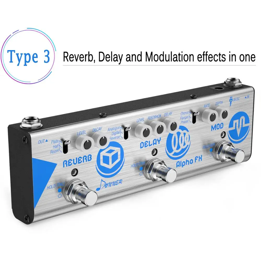 Donner 3 In 1 Multiple-effect Electric Guitar Pedal Delay Chorus Distortion Higain Reverse Modulation Effects Chain Pedal New Donner 3 In 1 Multiple-effect Electric Guitar Pedal Delay Chorus Distortion Higain Reverse Modulation Effects Chain Pedal New