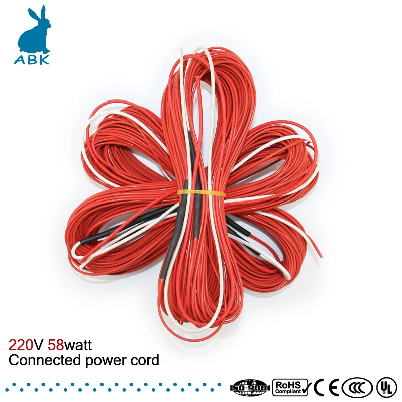

12K 25meters 58watt 220V 33ohm Teflon PTFE Carbon fiber heating wire Heating cable High quality low cost Infrared heating wire