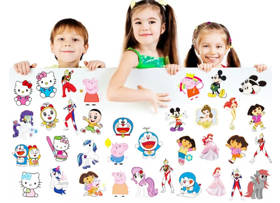 10 шт./лот/, стильные модные брендовые Детские игрушки, 3D наклейки с изображением героев мультфильмов, детские наклейки из ПВХ для мальчиков и девочек