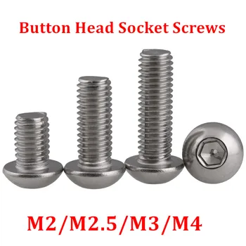 

50pcs M2 M2.5 M3 M4 ISO7380 Stainless steel Button head hex socket Screws Round head Bolts Mushroom Machine Screw