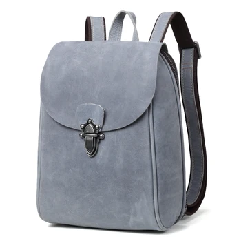 

100% Genuine Leather Women Backpack Multi Pocket High Quality Real Leather blue Backpacks For Girls Travel Bag shoulder bags