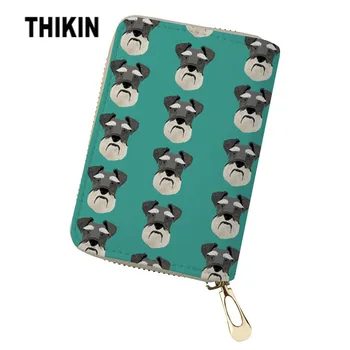 

THIKIN Schnauzer Dog Printing Passport Case Women's Purse for Coin Bank Cards Casual ID Card Holder for Women Travel Wallet