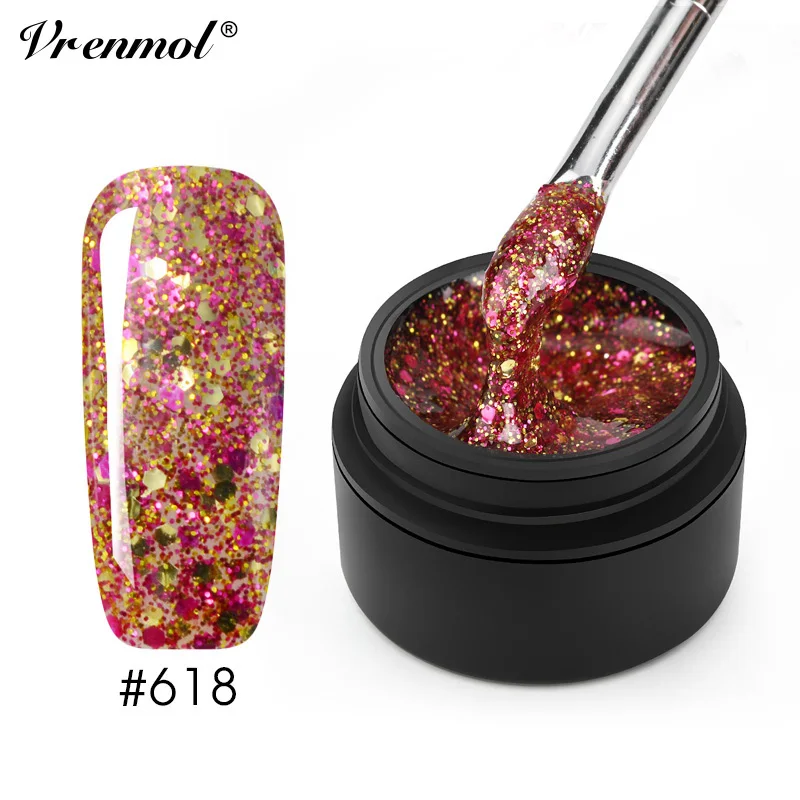 Vrenmol 20 цветов, блестящий 3D Алмазный гель для ногтей, кристаллический лак, дизайн ногтей canni, впитывающий гель Vernis Folie Lijm, маникюр - Цвет: 618