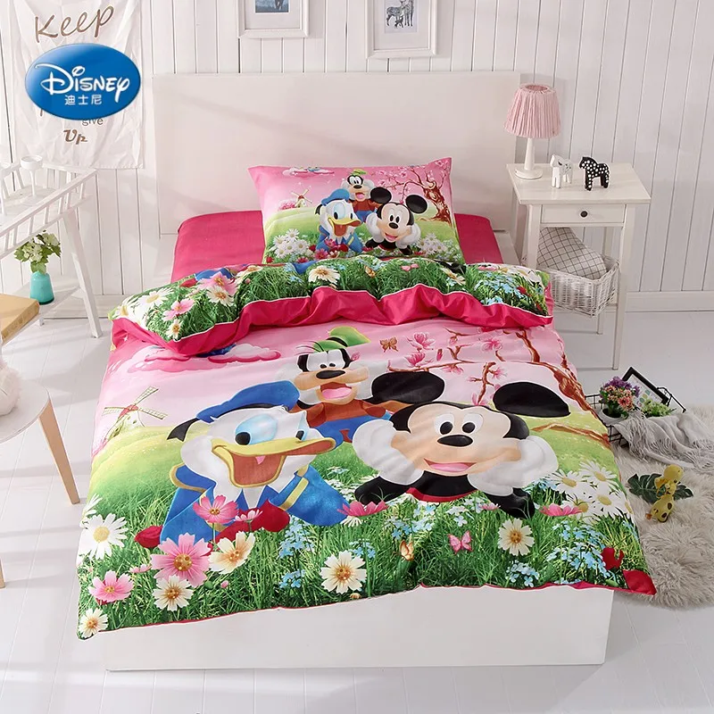 Mickey Mouse Donald Duck Bedding Set Children's Kids Bedroom Decor Single Twin Size Bed Sheets