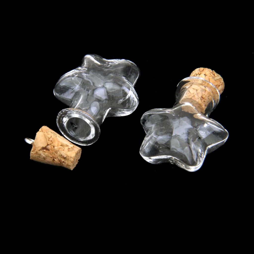 20 Pieces Bulk Glass Cork Bottle Star Heart Jars Vial Wishing Bottles Pendant DIY Making Craft Jewelry Accessories