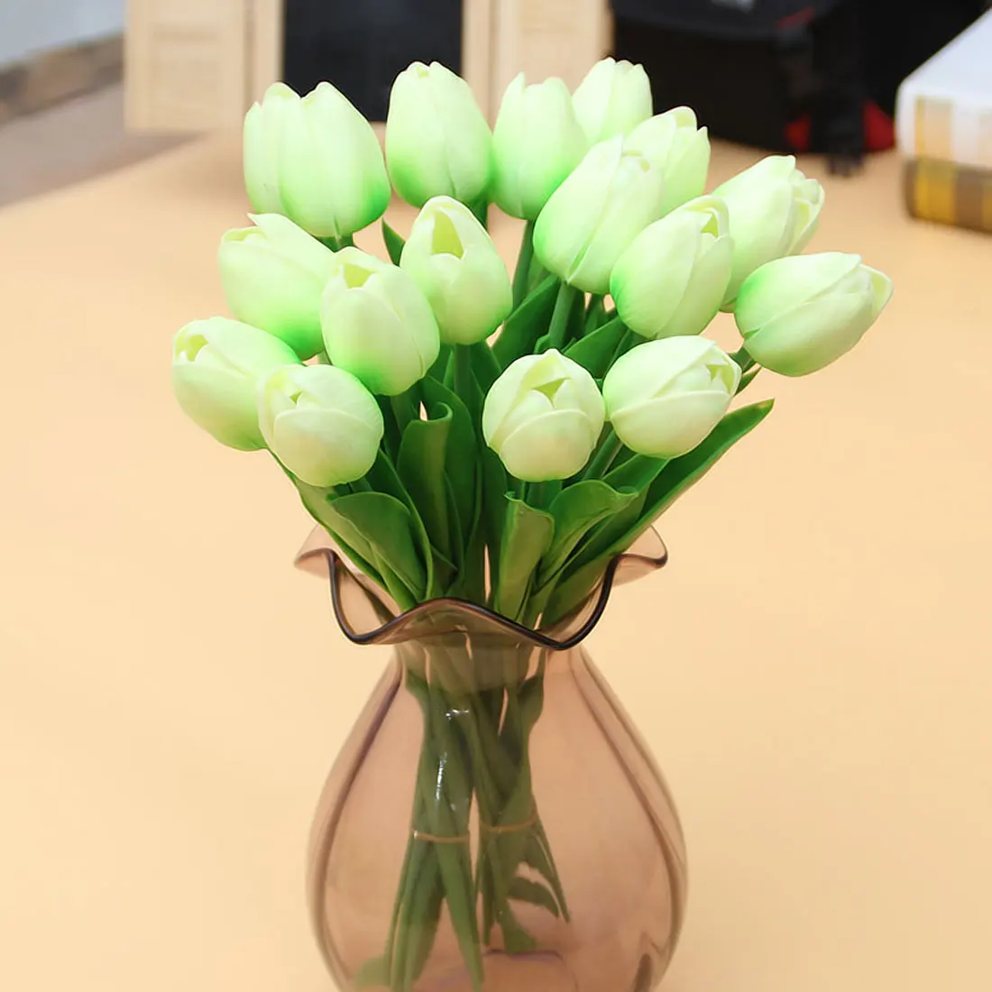 31 шт./лот, искусственная кожа, мини цветок тюльпана, настоящий на ощупь, свадебный букет, искусственные шелковые цветы для украшения дома, вечерние