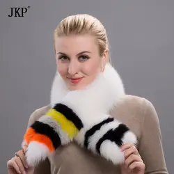 2018 зима лисий мех воротника женские 100% чистый натуральный мех лисы шарф меховой теплый шарф