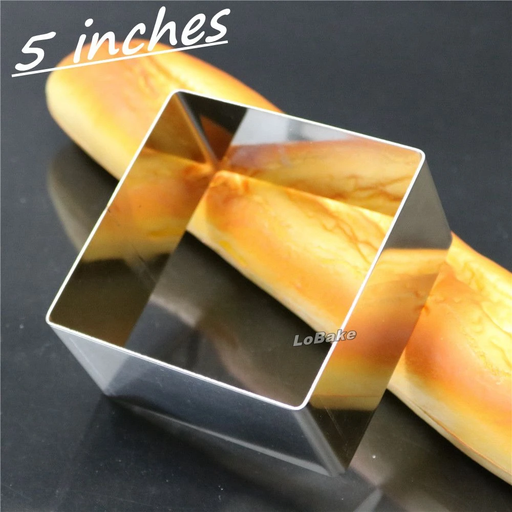 5 inches square shape small size steel mousse molds cheese chocolate