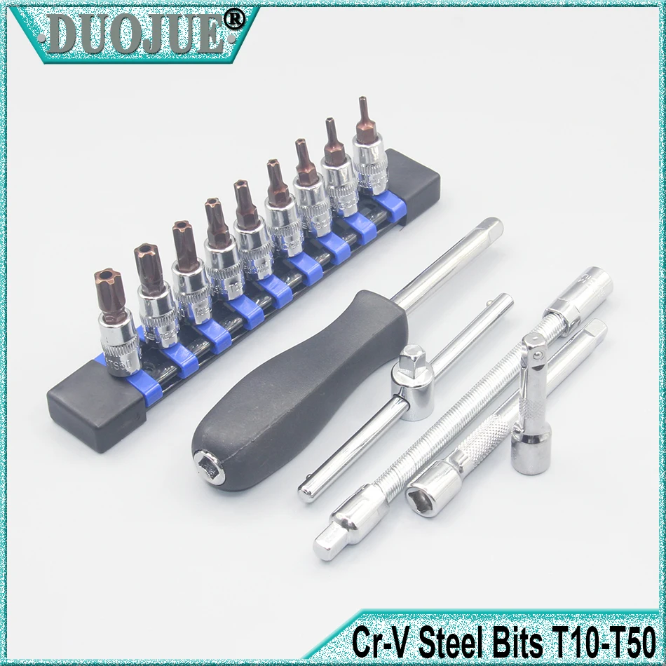 

Torx Star Pentalobe Screwdriver Bit Socket Set 1/4 Inch Drive Socket Car Hand Tools Repair Kit Cr-V Steel Bits T10-T50