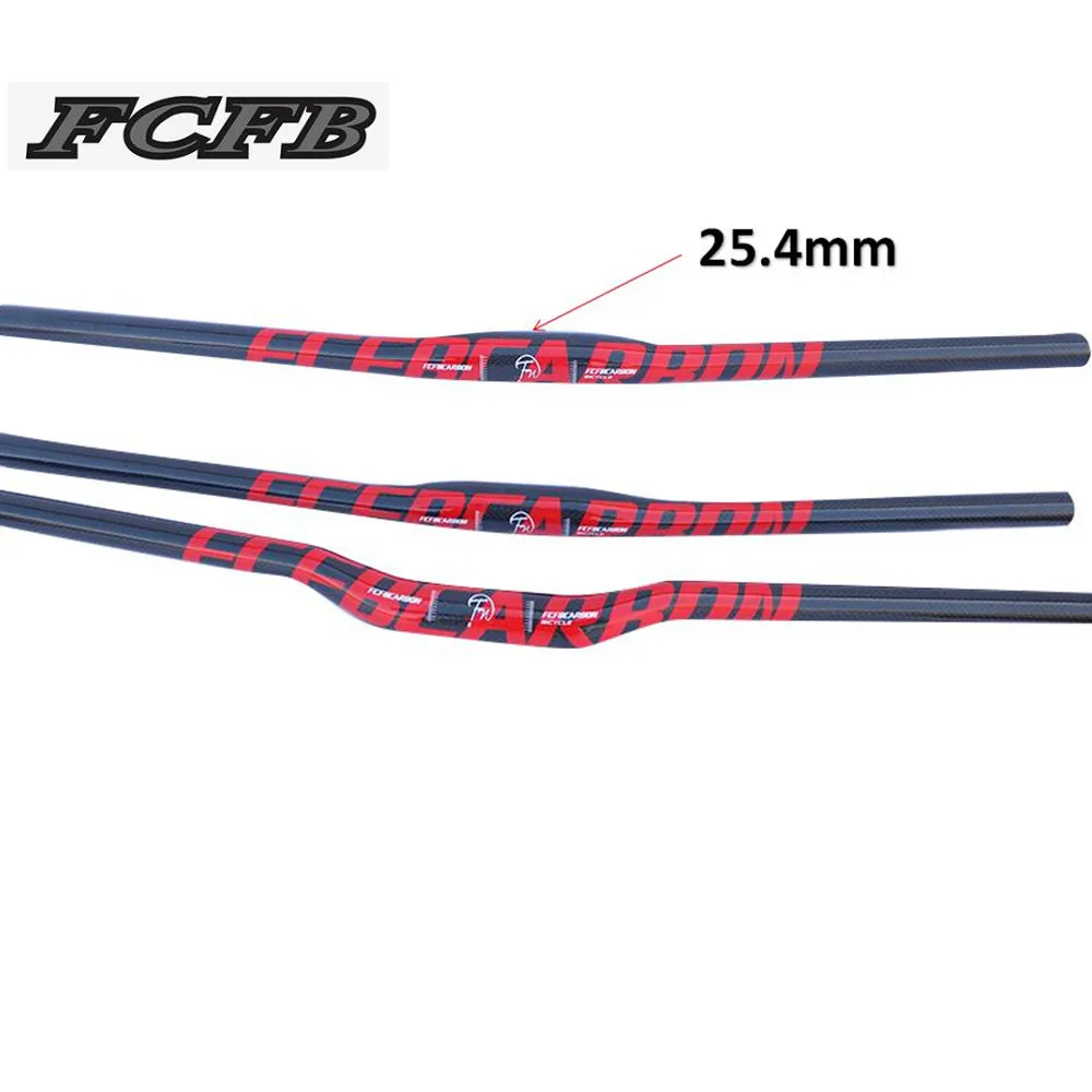 FCFB red MTB bike BMX carbon handlebar 25.4 flat rise handlebar 380/400/420/440/460/480/500/520