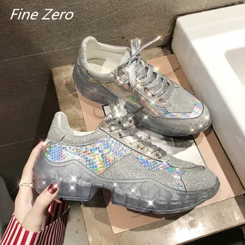 

New Arrival Golden Glitter Women's Running Shoes Ladies Sport Outdoor Sneakers Comfortable Breathable Women Jogging Trainers