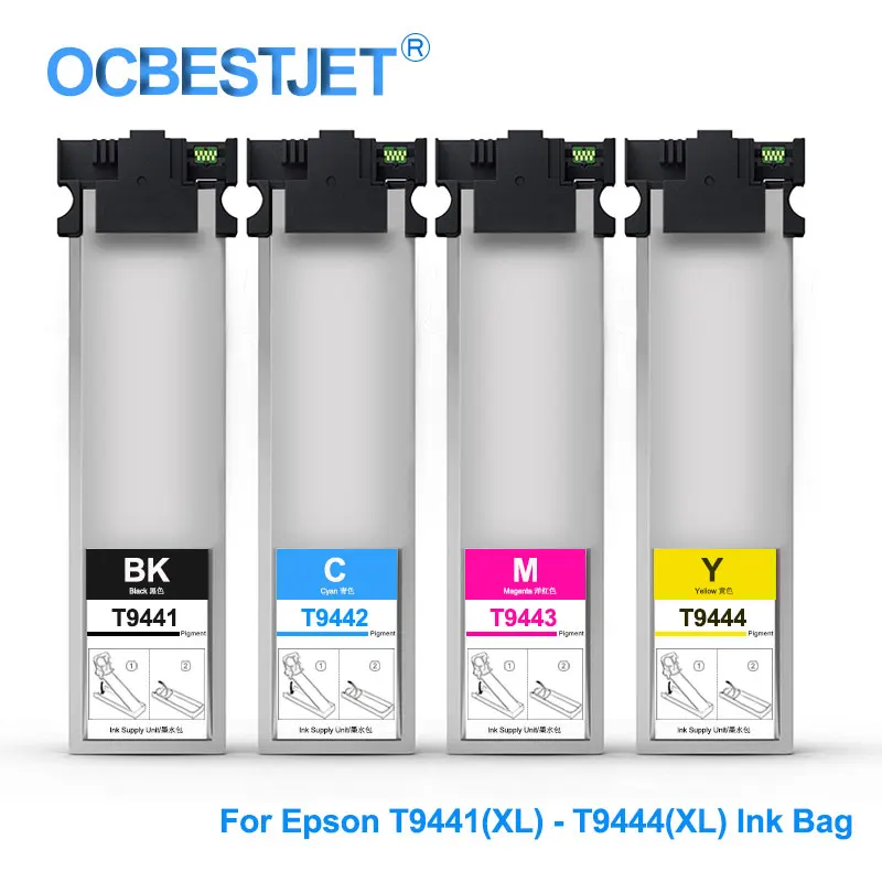 Bolsa de Tinta com Chip de Pigmento para Impressora Área da Europa Epson Workforce Pro Wf-c5290 Wf-c5790 Wf-c5210 Wf-c5710 T9441 xl T9441-t9444