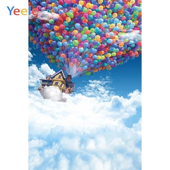

Yeele Balloon Flight House Fly Sky Chidren Photography Backgrounds Child Birthday Party Photographic Backdrops For Photo Studio