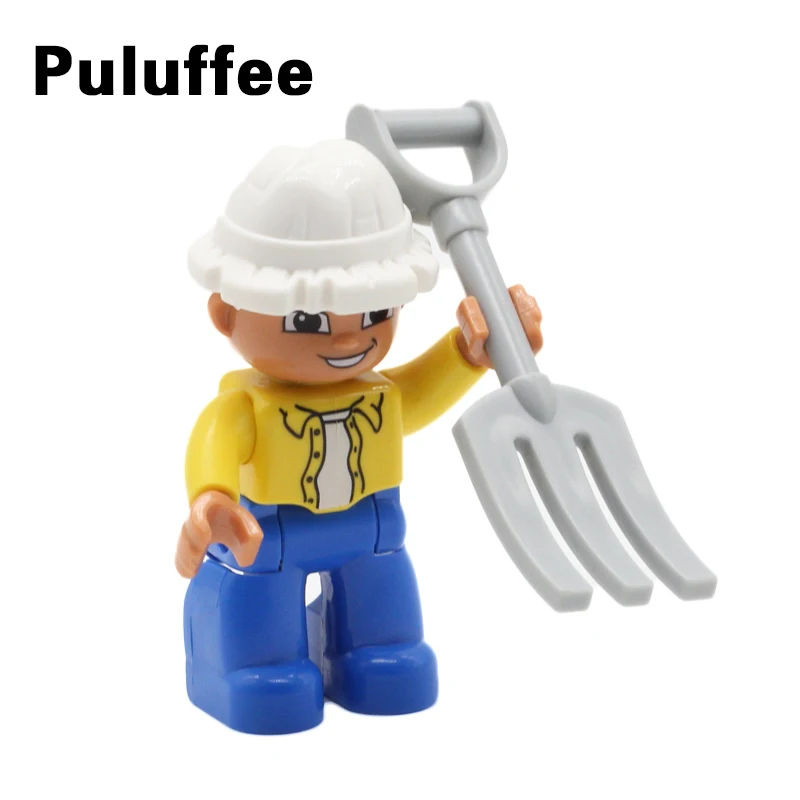 

Big Size Building Blocks Farmer Pitchfork Compatible With Duploe Brick set Model DIY Toys For Kids Christmas Gift Brinquedos