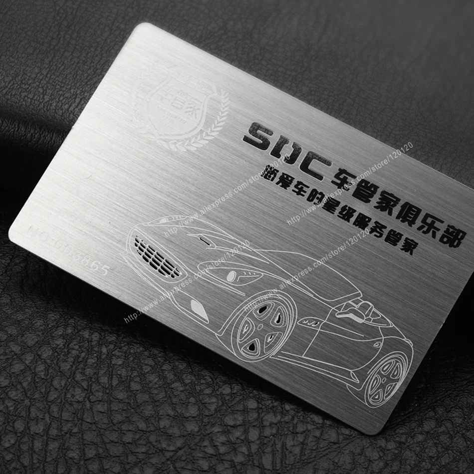 

Personalized circle cutout and add signature panel quality stainless steel business metal card