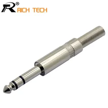 1 шт. разъем 6,35 провода разъем никелированный аудио динамик штекер с пружинной сборкой 6,35 мм стерео штекер rca