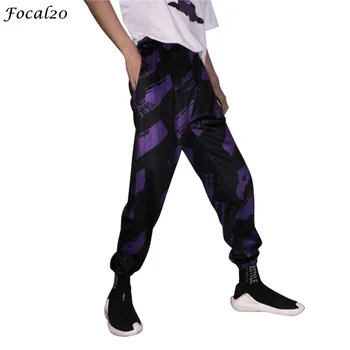

Focal20 Streetwear Graffiti Hit Color Women Pants Elastic Waist Casual Loose Pants Full Length Sporting Pants Trousers