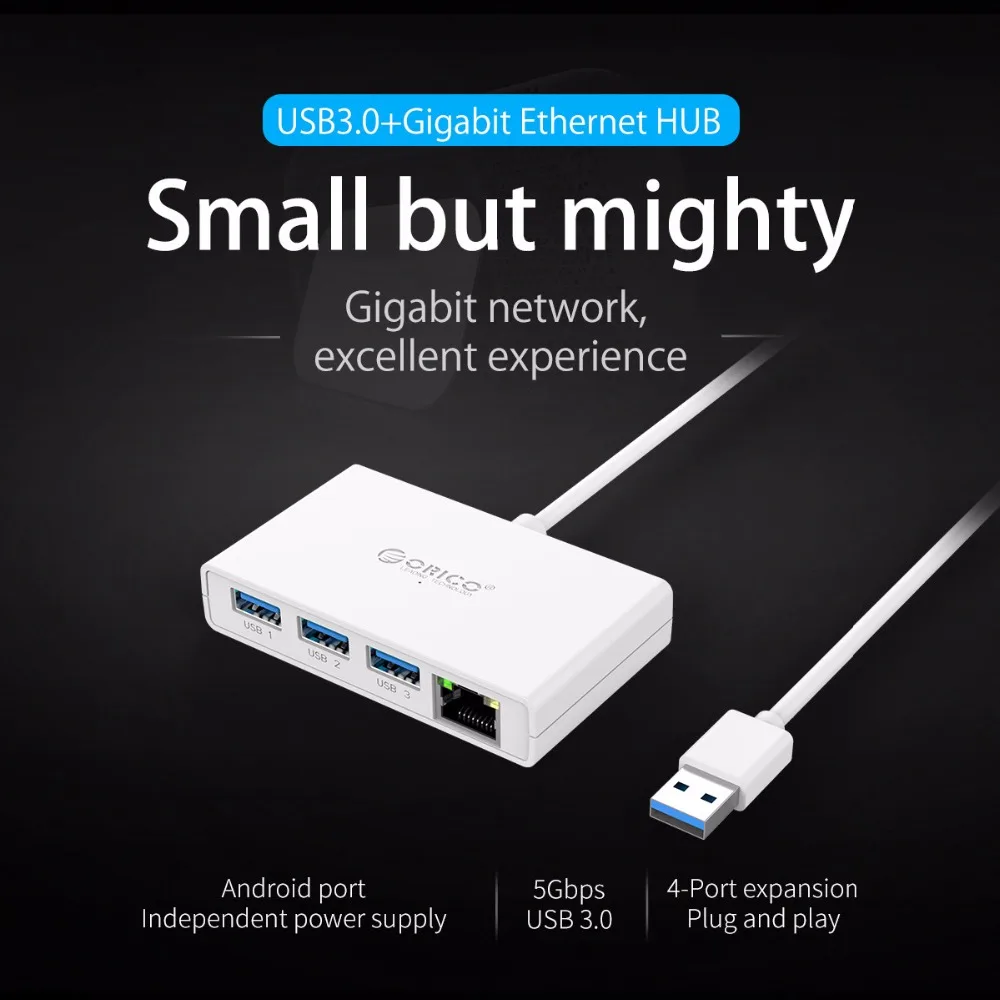 ORICO USB3.0+Gigabit Ethernet Port HUB Mini Hub For Desk,Ofiice,Home USB3.0 Hub ORICO USB3.0+Gigabit Ethernet Port HUB Mini Hub For Desk,Ofiice,Home USB3.0 Hub