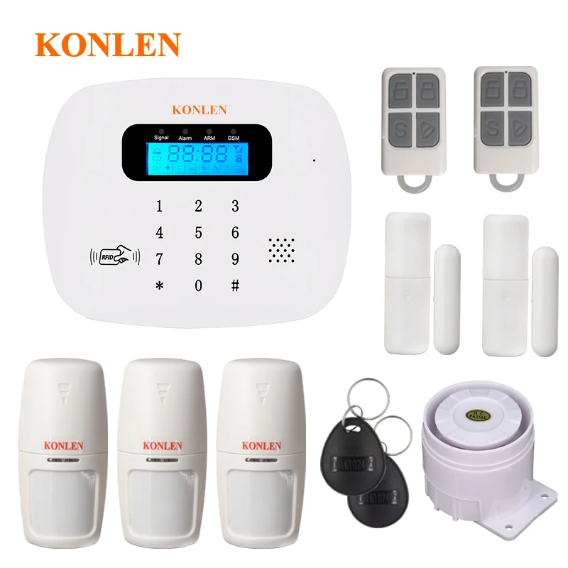 KONLEN Voice RFID Gsm домашняя охранная SMS сигнализация Беспроводная Проводная охранная панель Русский Испанский приложение дистанционное управление - Цвет: Package D