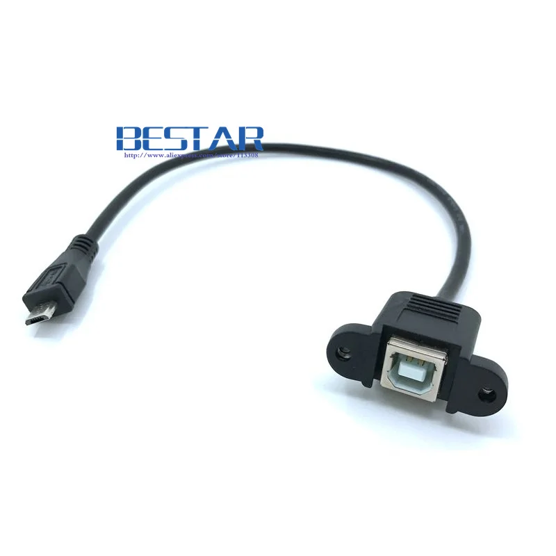 Micro-USB 5pin Micro USB 2.0 Male to USB 2.0 B Type Female Connector Cable 30cm 50cm With Panel Mount Hole, usb adapter,usb adapter cable,usb cable adapter