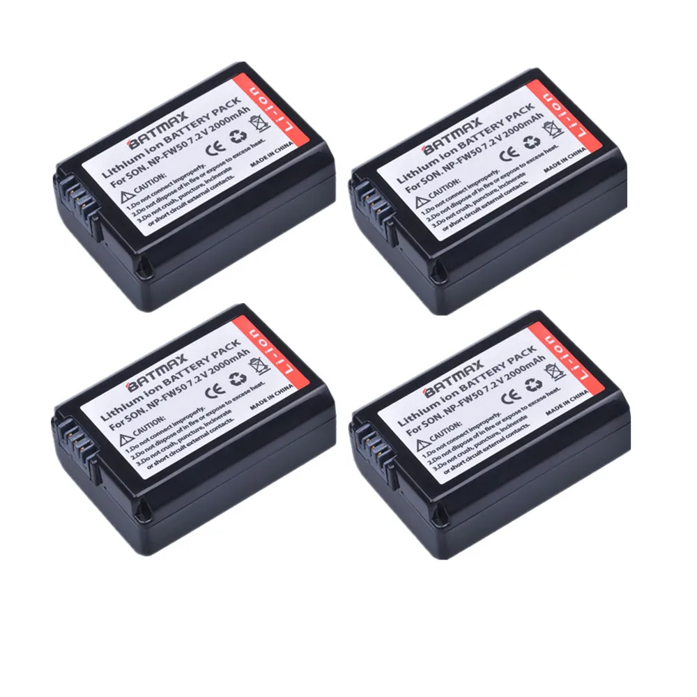 4Pcs 2000mAh NP-FW50 FW50 NPFW50 Camera Battery for Sony a37 Alpha 7 7R II 7S a7S a7R a5000 a5100 NEX-7 SLT-A37 ZV-E10 Vlog | Электроника