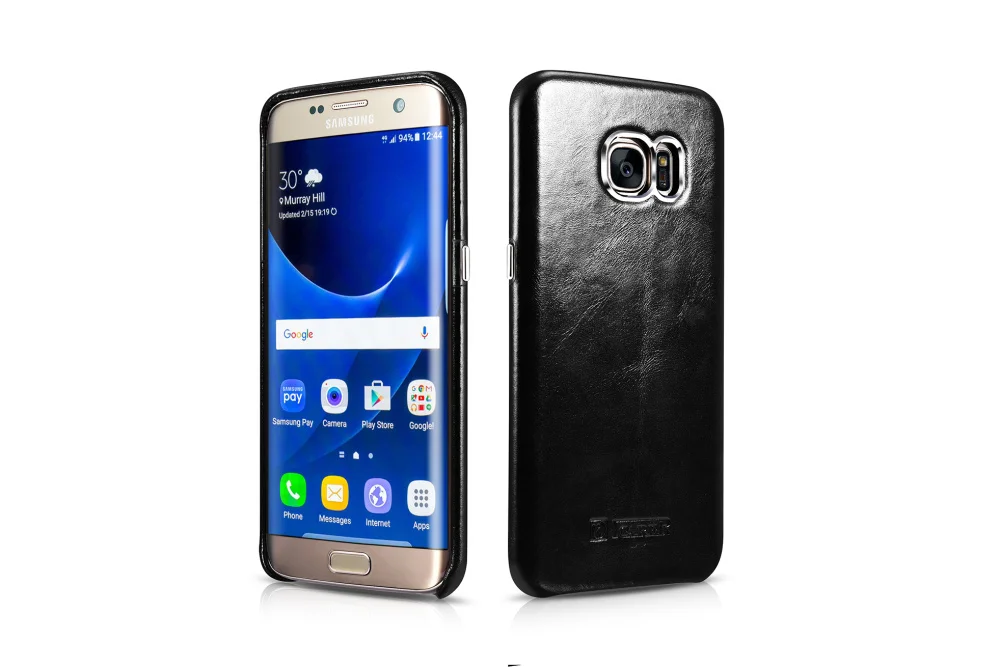 Винтажный чехол Icarer из натуральной кожи для samsung Galaxy S7/S7 Edge, роскошный бренд, ультра тонкий чехол для телефона s - Цвет: Vintage black