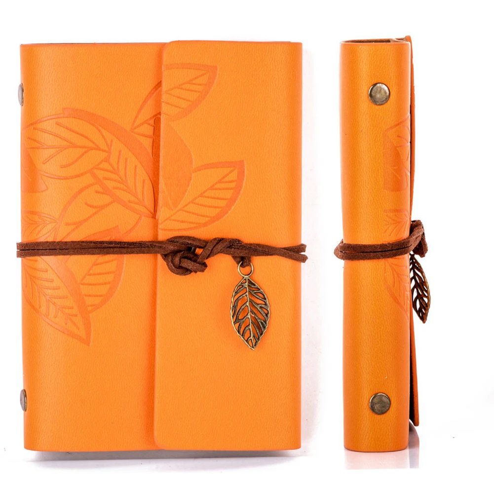 

Vintage Retro Loose-leaf Notebook Faux Leather Leaf Notepad Journal Diary Gift