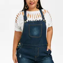 Wipalo потертые с манжетами размера плюс, джинсовые комбинезоны для женщин, комбинезон с карманами и рваными украшениями, летний повседневный комбинезон