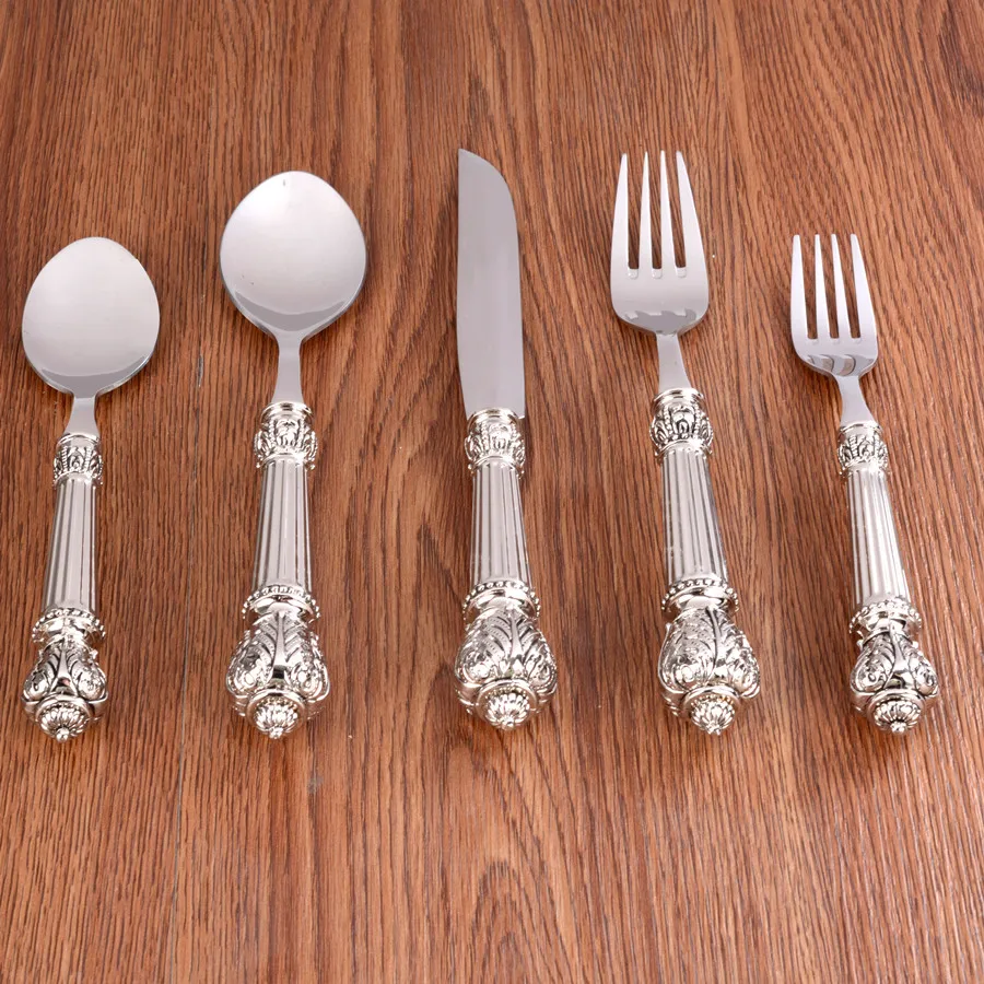 Stainless steel tableware Silver  Sets Dinner Knives Forks .
