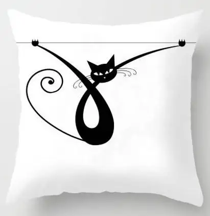 Черно-белая подушка для кошки, современный минималистичный домашний декор, милые Мультяшные животные, отражающие диванные подушки для детской спальни - Цвет: A13