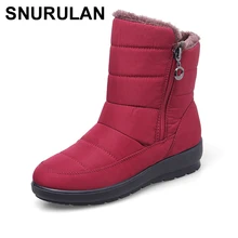 SNURULAN2019/Новые Нескользящие Водонепроницаемые зимние ботинки; женская обувь из вельвета и хлопка; теплый светильник; большие размеры 41, 42; зимние ботинки; 1872