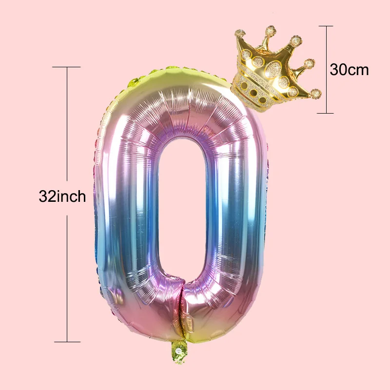 1 комплект, 32 дюйма, многоцветная фольга, воздушный шар с короной, день рождения, свадьба, вечеринка, цифровой шар для украшения детского душа, 7z