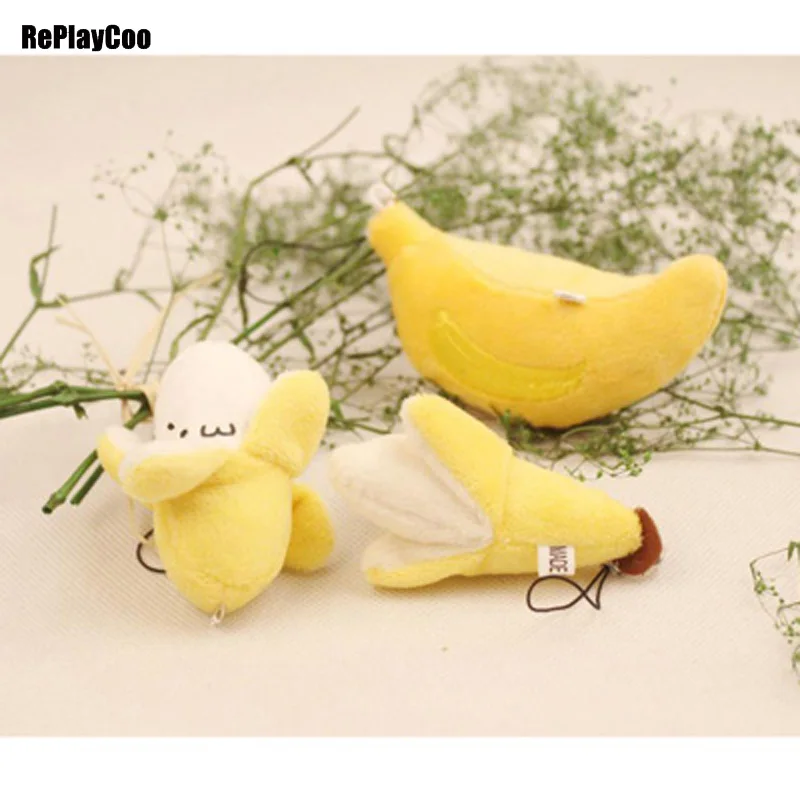 

30Pcs/Lot Mini Cute Banana Small Pendant With Chain Stuffed Plush By Phone Bags Bananas Fruit Series Soft Toy Gifts For Children