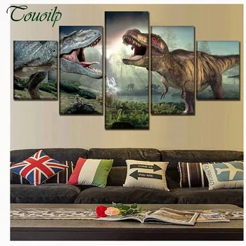 

DIY 5D Diamond Painting Cross Stitch Mosaic Dinosaurs Pictures diamond embroidery Needlework Patterns Rhinestone painting 5 pcs