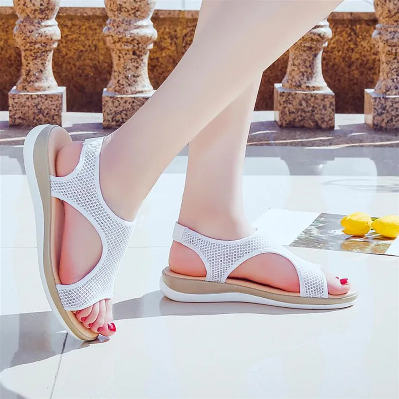 Las Tamaño rojo Deslizamiento Mujer Plano Más 42 rosado ~ Talón Anti Zapatos Roma Azul blanco Verano Sandalias 36 Mujeres Transpirable Playa De xw0vIqR5