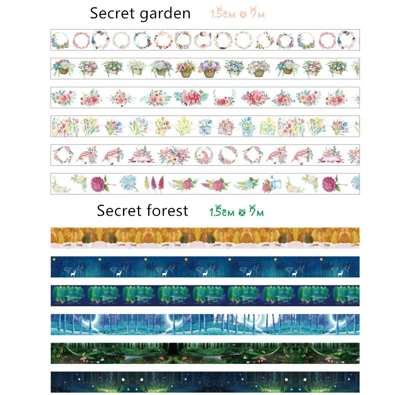 6 шт. Secret forest Васи набор Винтаж цветник цвет ленты для маскировки наклейки скрапбукинга украшения Канцелярские FJ896