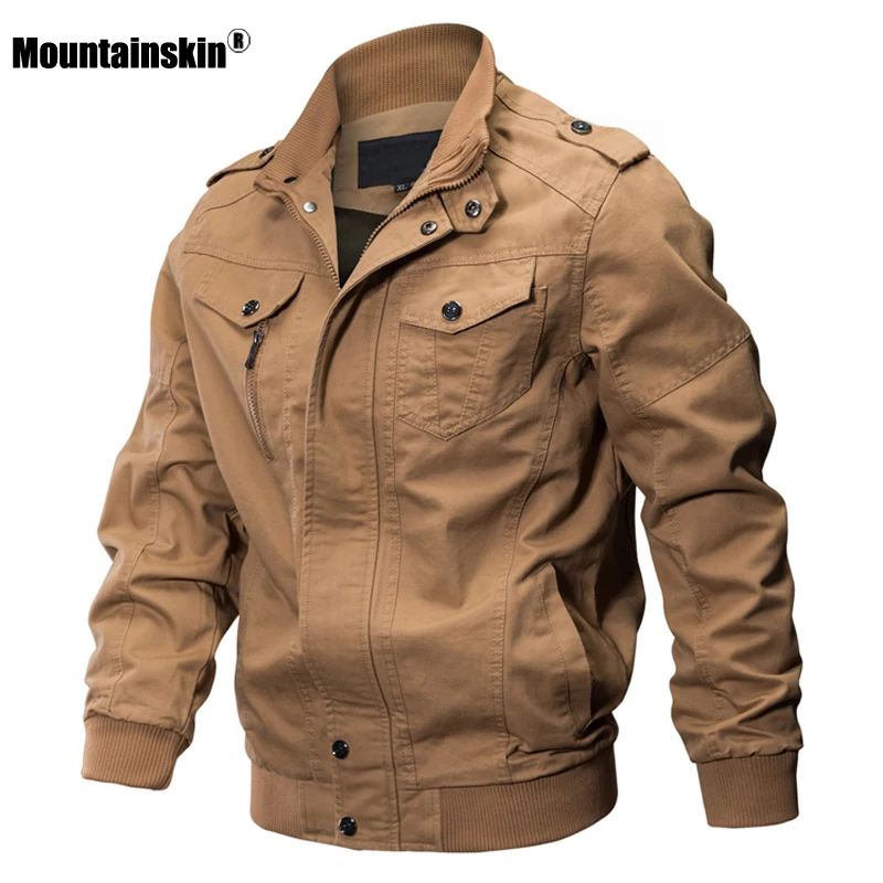 Мужская куртка в стиле милитари Mountainskin однотонная Повседневная приталенная
