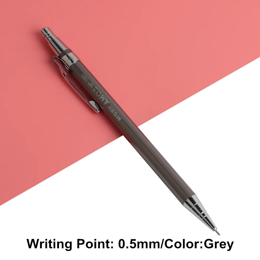 1PCS Baikingift High Quality Full Metal M&G Mechanical Pencil 0.5-0.7mm For Professional Painting And Writing School Supplies - Цвет: 0.5mm Grey