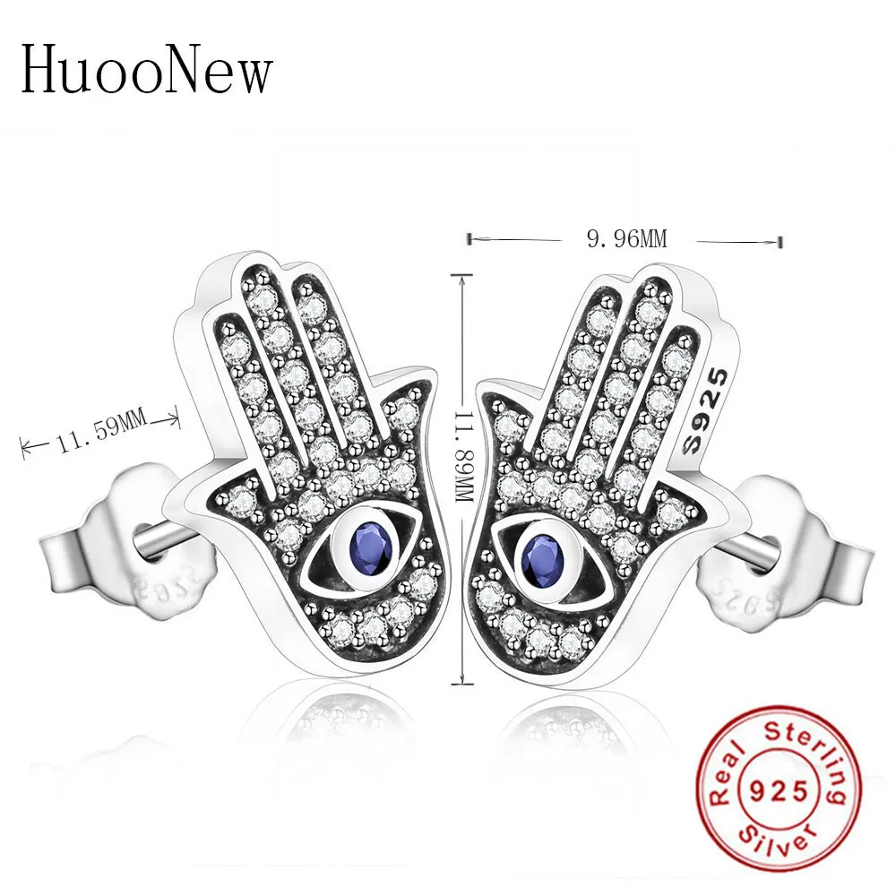 

925 Sterling Silver The Hamasa Hand of Fatima Palm Eyes Amulet Cuff Khamsah Earring 2019 Spring Earrings Berloque Friends Bangle