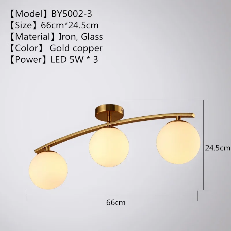 Светодиодный потолочный светильник в стиле постмодерн для гостиной, потолочные светильники для спальни, новинка, подвесные светильники в скандинавском стиле со стеклянными шариками для ресторана - Цвет абажура: 3 Heads