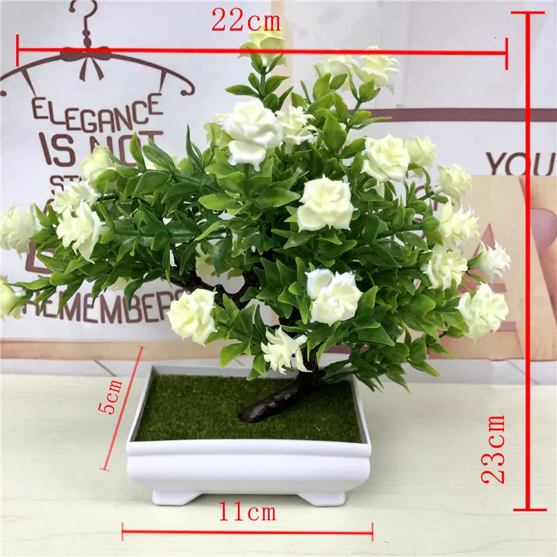 Искусственные зеленые растения бонсай пластиковый цветок розы маленький горшок для дерева украшения в горшках для домашнего стола украшения сада 52841 - Цвет: 2JH-52841-59