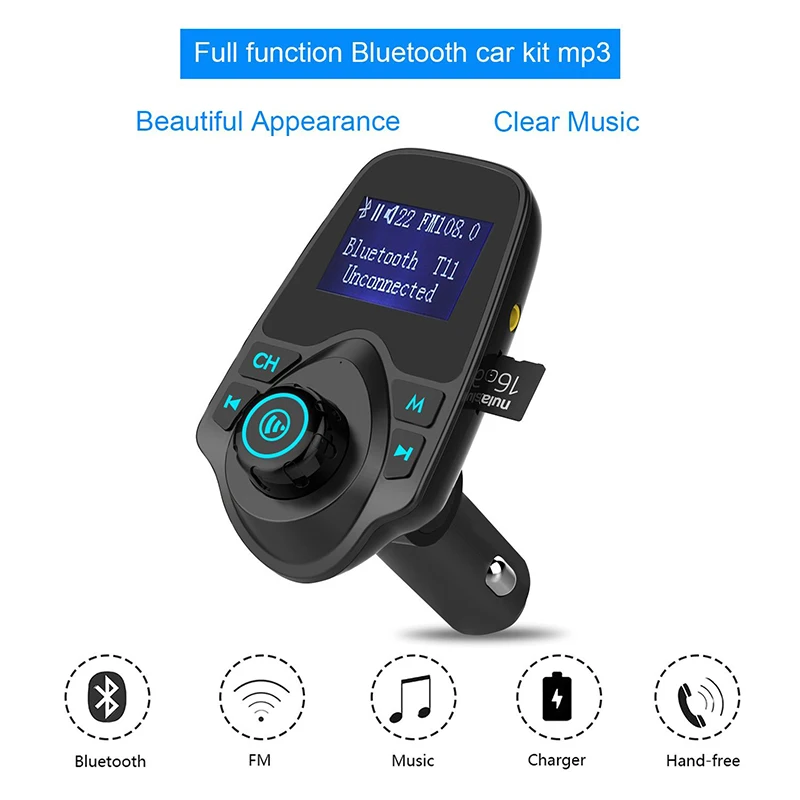 Беспроводной в автомобиле Bluetooth hands free комплект стерео fm-передатчик радио адаптер с двойным USB Автомобильное зарядное устройство