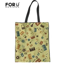 FORUDESIGNS/многоразовые женские сумки для покупок холщовые 3D музыкальные узоры большой емкости Женские сумки-тоут Экологичные сумки для шоппинга мамы