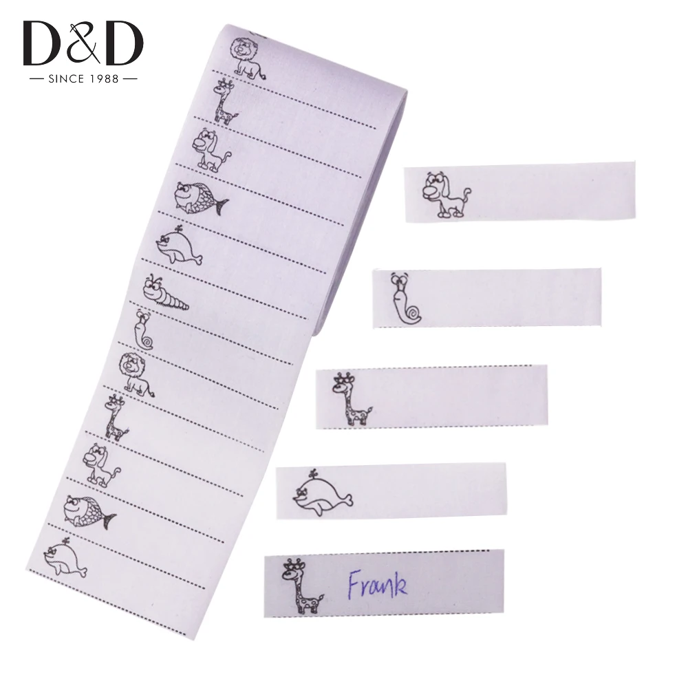 

D&D 200pcs/pack White Washable Iron on Name Labels Garment Fabric Tags Marker Set for School Clothes Sewing Accessories