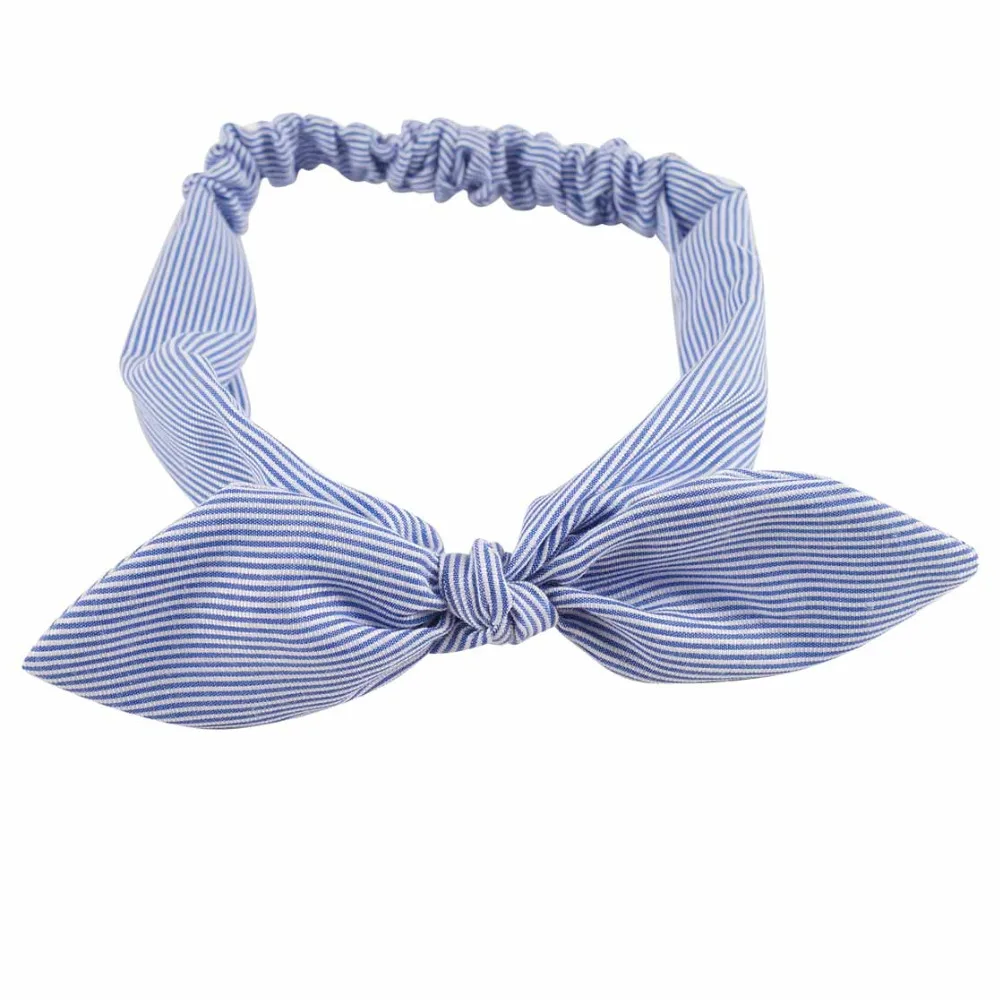 High-Quality-Cotton-Striped-Headband-For-Women-Lady-Knotted-Bow-Rabbit-Ear-Stretch-Hair-Accessories